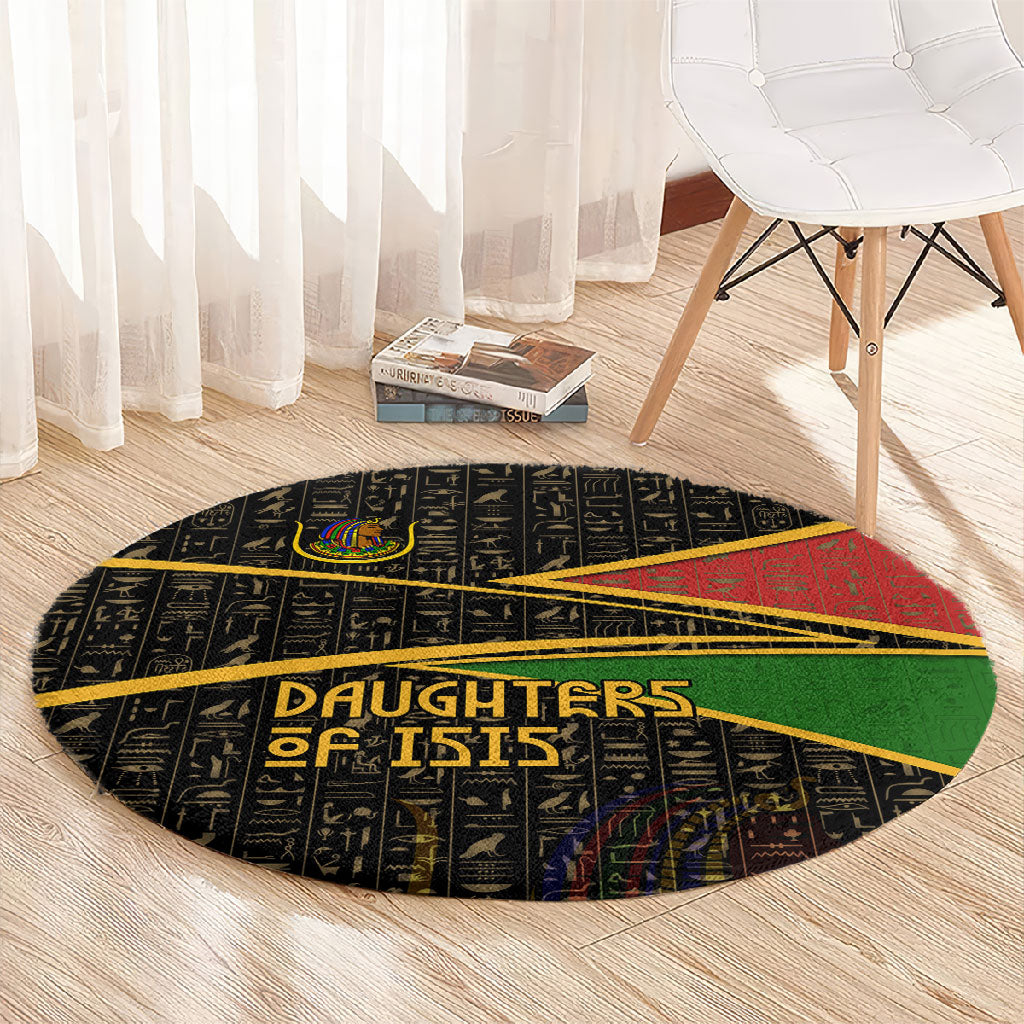 Daughters Of Isis Round Carpet Ancient Egyptian Queen Hieroglyphic Art