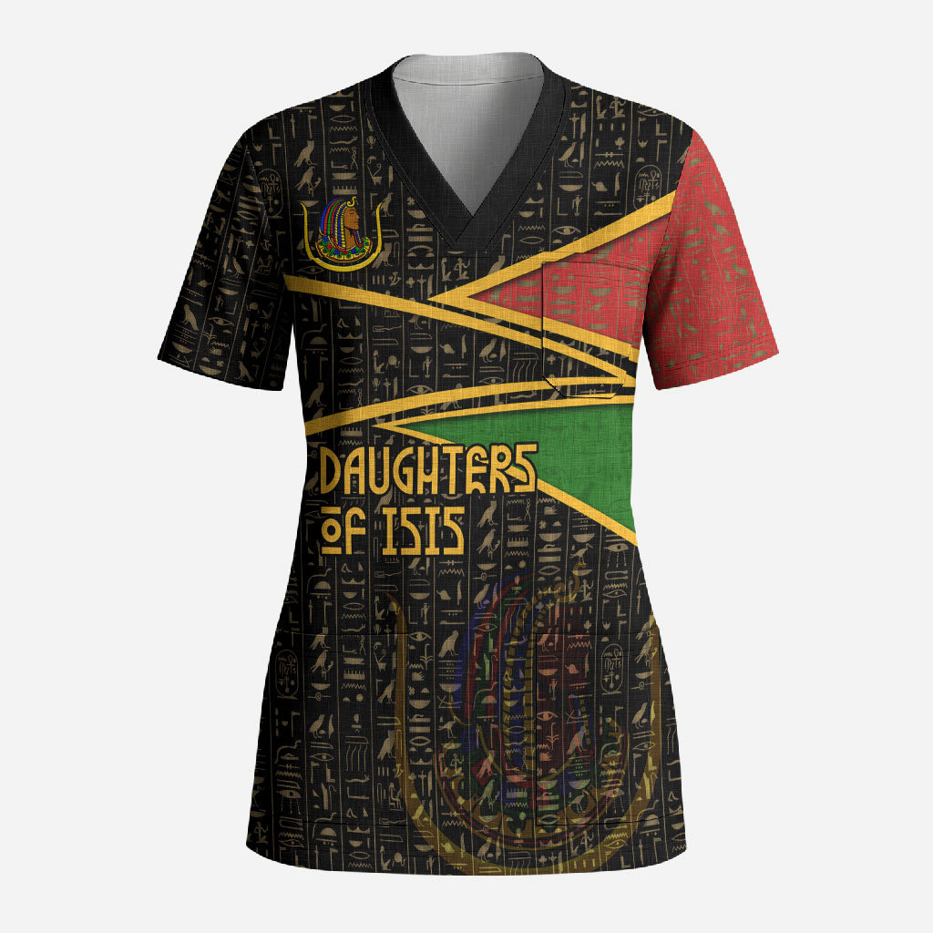 Daughters Of Isis Scrub Top Ancient Egyptian Queen Hieroglyphic Art