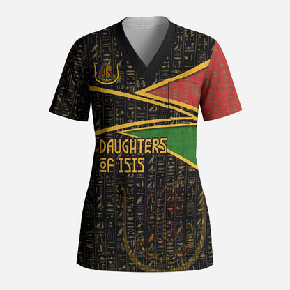Daughters Of Isis Scrub Top Ancient Egyptian Queen Hieroglyphic Art