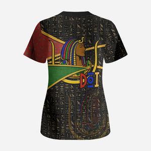 Daughters Of Isis Scrub Top Ancient Egyptian Queen Hieroglyphic Art