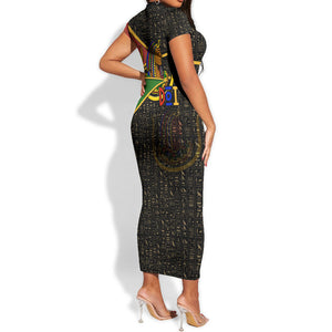 Daughters Of Isis Short Sleeve Bodycon Dress Ancient Egyptian Queen Hieroglyphic Art