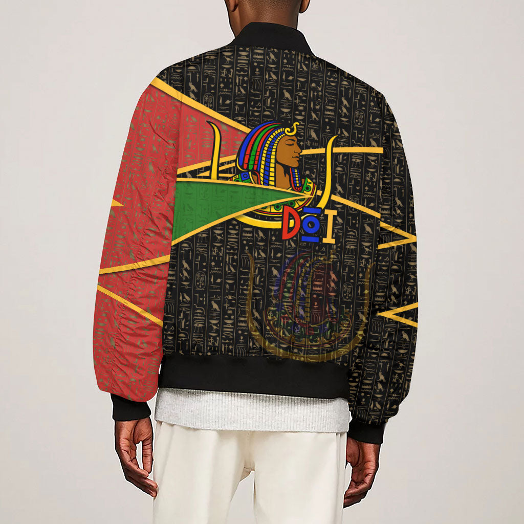 Daughters Of Isis Sleeve Zip Bomber Jacket Ancient Egyptian Queen Hieroglyphic Art