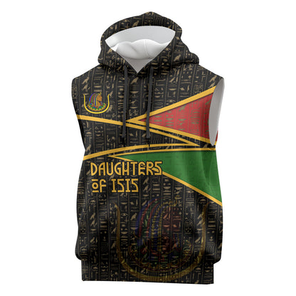 Daughters Of Isis Sleeveless Hoodie Ancient Egyptian Queen Hieroglyphic Art