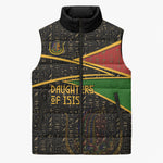 Daughters Of Isis Sleeveless Puffer Jacket Ancient Egyptian Queen Hieroglyphic Art