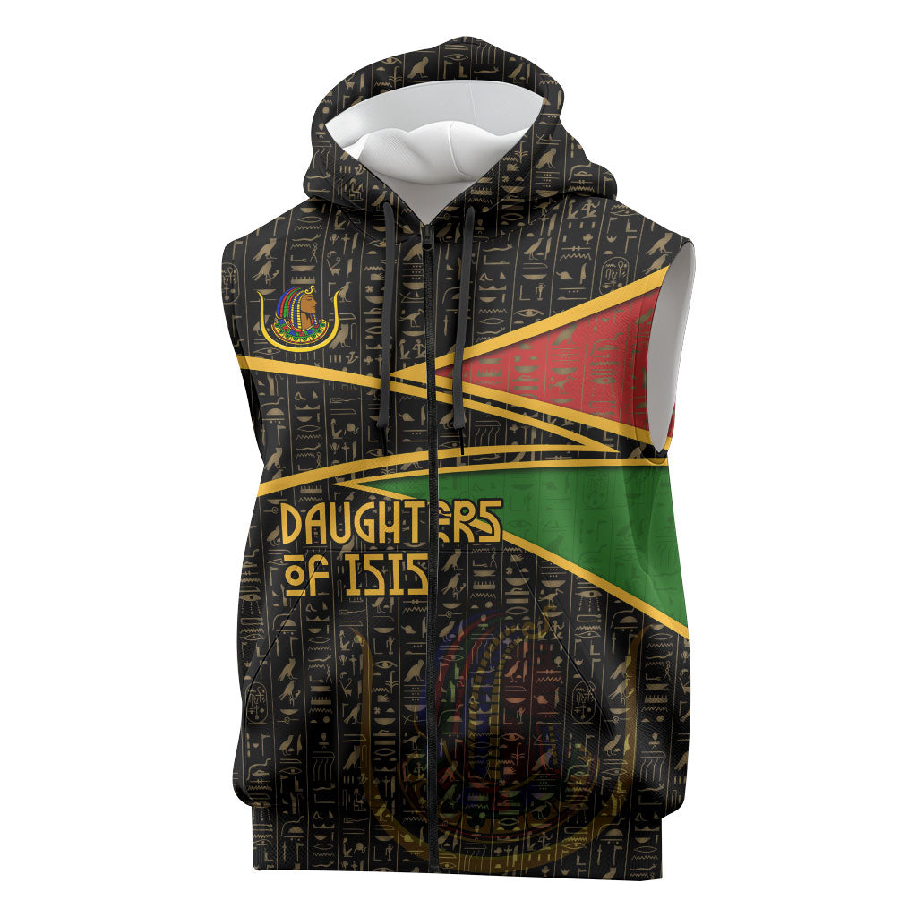 Daughters Of Isis Sleeveless Zip Hoodie Ancient Egyptian Queen Hieroglyphic Art