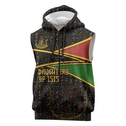 Daughters Of Isis Sleeveless Zip Hoodie Ancient Egyptian Queen Hieroglyphic Art