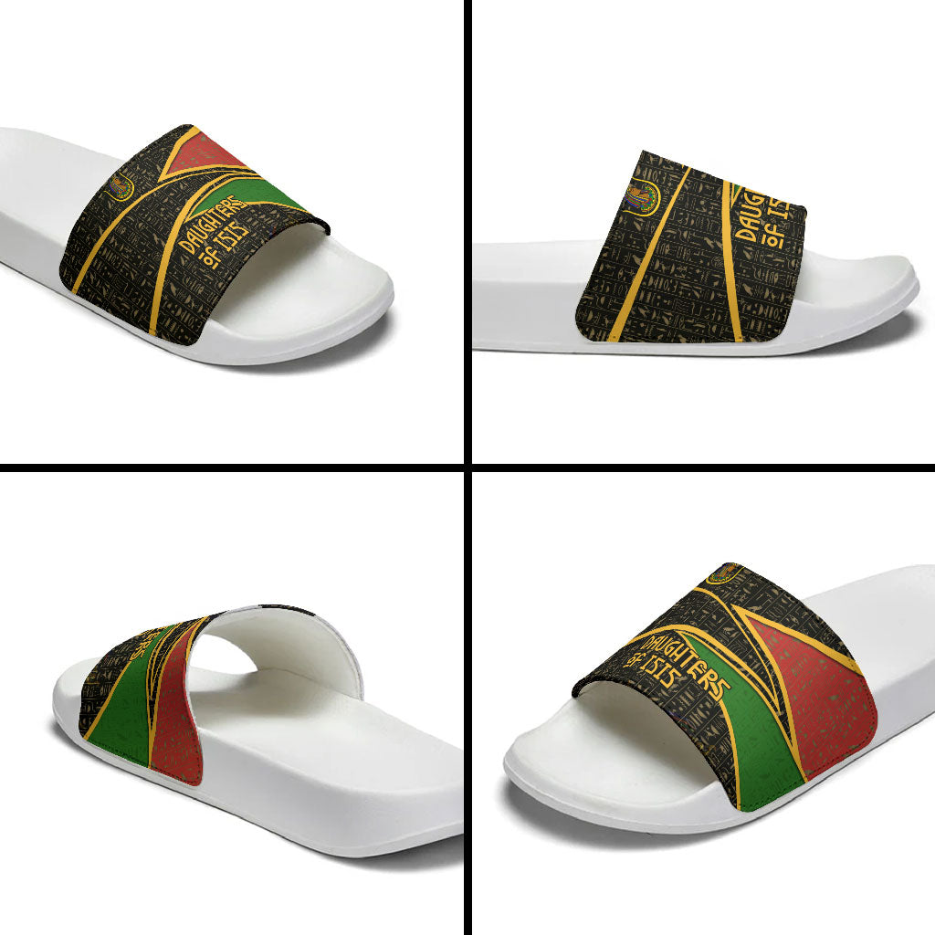 Daughters Of Isis Slide Sandals Ancient Egyptian Queen Hieroglyphic Art