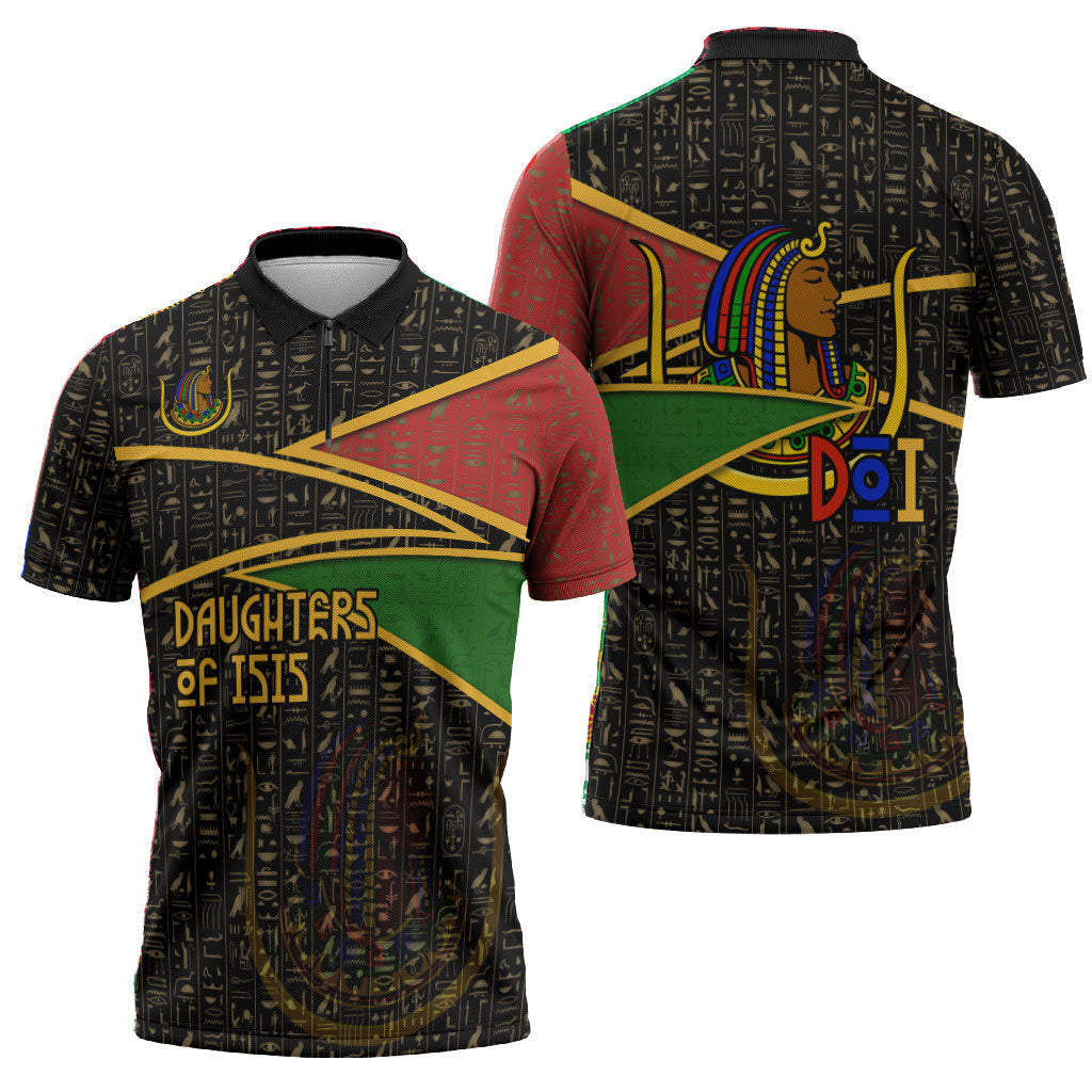 Daughters Of Isis Zipper Polo Shirt Ancient Egyptian Queen Hieroglyphic Art