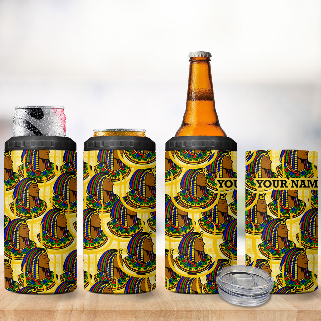 Personalized Daughters Of Isis 4 in 1 Can Cooler Tumbler Ancient Egyptian Goddess Pharaoh
