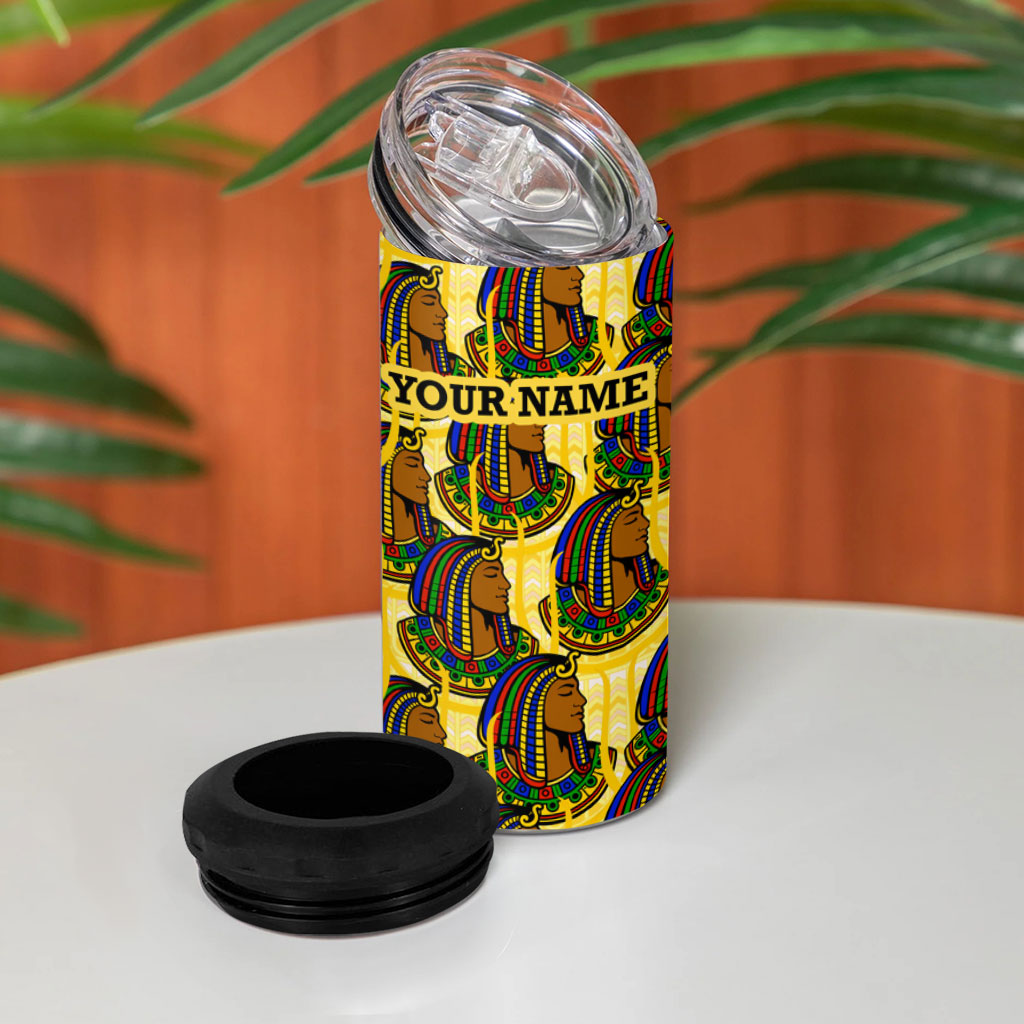 Personalized Daughters Of Isis 4 in 1 Can Cooler Tumbler Ancient Egyptian Goddess Pharaoh