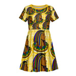 Personalized Daughters Of Isis Kid Short Sleeve Dress Ancient Egyptian Goddess Pharaoh