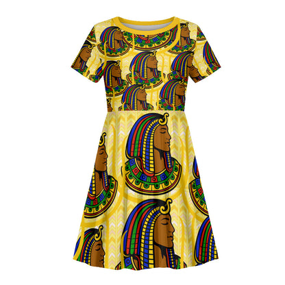 Personalized Daughters Of Isis Kid Short Sleeve Dress Ancient Egyptian Goddess Pharaoh