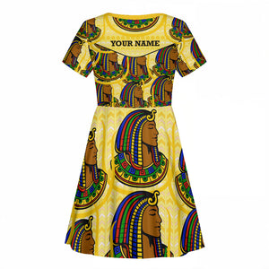 Personalized Daughters Of Isis Kid Short Sleeve Dress Ancient Egyptian Goddess Pharaoh