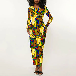 Personalized Daughters Of Isis Long Sleeve Bodycon Dress Ancient Egyptian Goddess Pharaoh