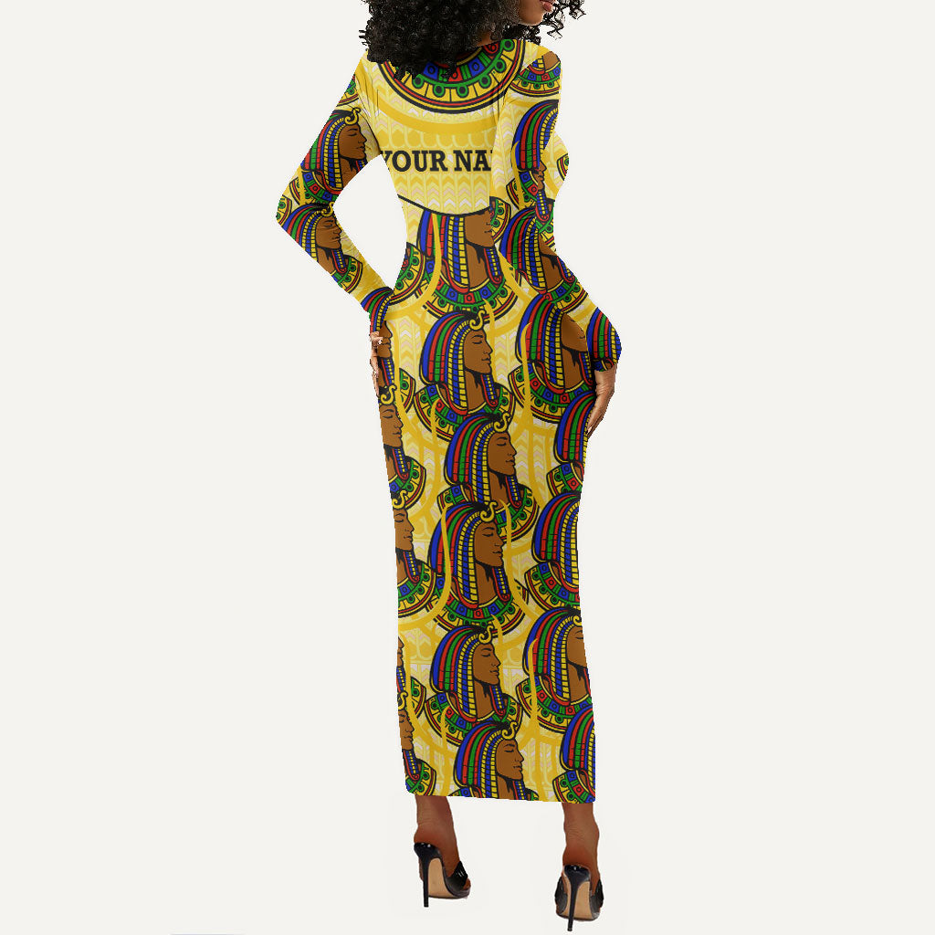 Personalized Daughters Of Isis Long Sleeve Bodycon Dress Ancient Egyptian Goddess Pharaoh