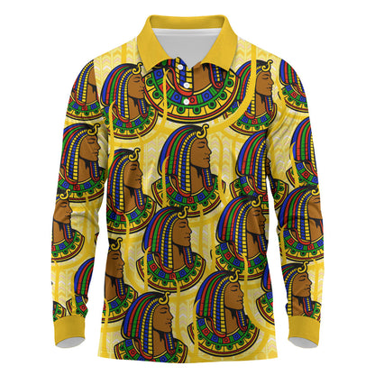 Personalized Daughters Of Isis Long Sleeve Polo Shirt Ancient Egyptian Goddess Pharaoh