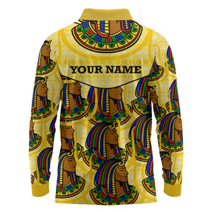 Personalized Daughters Of Isis Long Sleeve Polo Shirt Ancient Egyptian Goddess Pharaoh