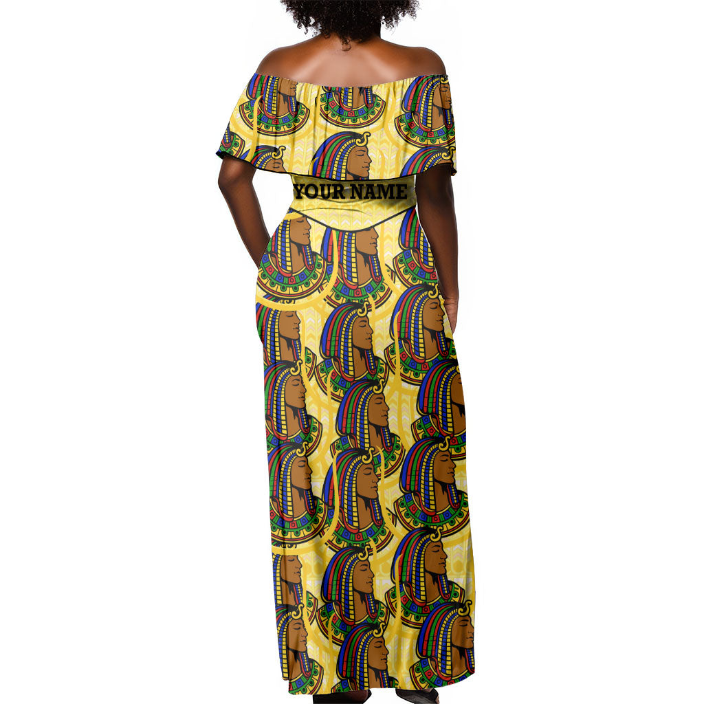 Personalized Daughters Of Isis Off Shoulder Maxi Dress Ancient Egyptian Goddess Pharaoh