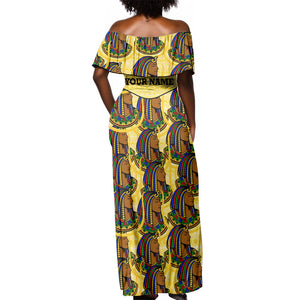Personalized Daughters Of Isis Off Shoulder Maxi Dress Ancient Egyptian Goddess Pharaoh