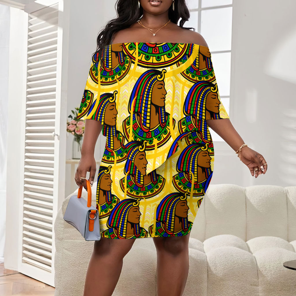 Personalized Daughters Of Isis Off Shoulder Short Dress Ancient Egyptian Goddess Pharaoh