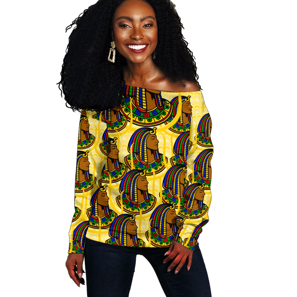 Personalized Daughters Of Isis Off Shoulder Sweater Ancient Egyptian Goddess Pharaoh