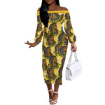 Personalized Daughters Of Isis Off The Shoulder Long Sleeve Dress Ancient Egyptian Goddess Pharaoh