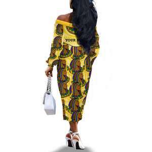 Personalized Daughters Of Isis Off The Shoulder Long Sleeve Dress Ancient Egyptian Goddess Pharaoh