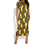 Personalized Daughters Of Isis Short Sleeve Bodycon Dress Ancient Egyptian Goddess Pharaoh