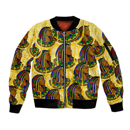 Personalized Daughters Of Isis Sleeve Zip Bomber Jacket Ancient Egyptian Goddess Pharaoh