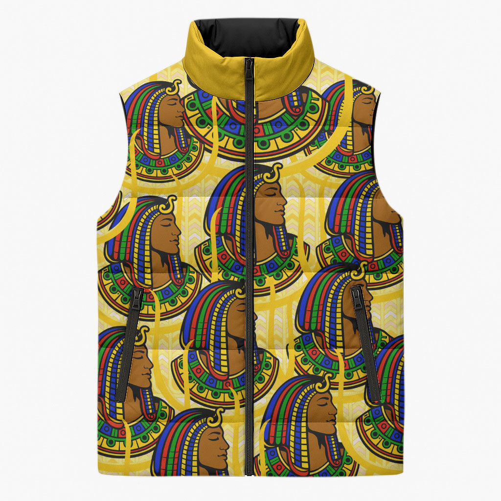 Personalized Daughters Of Isis Sleeveless Puffer Jacket Ancient Egyptian Goddess Pharaoh