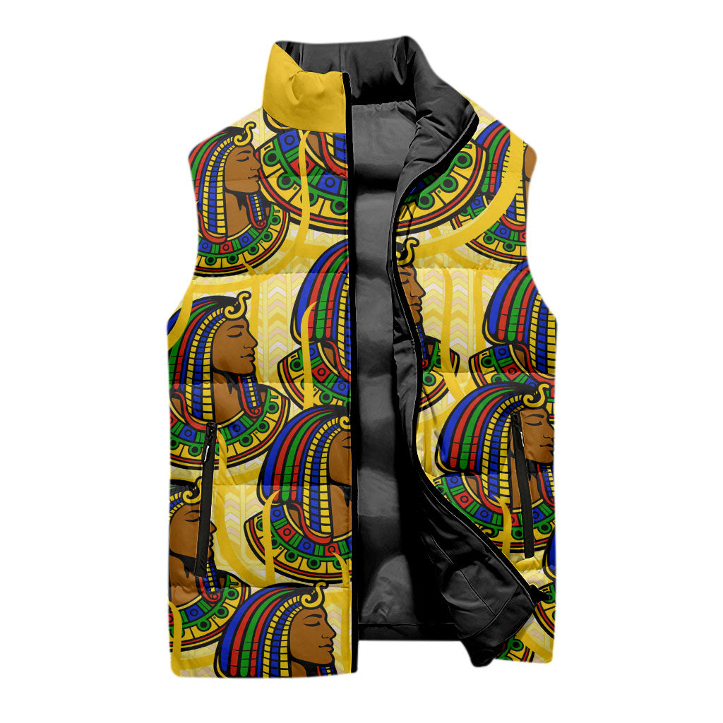 Personalized Daughters Of Isis Sleeveless Puffer Jacket Ancient Egyptian Goddess Pharaoh