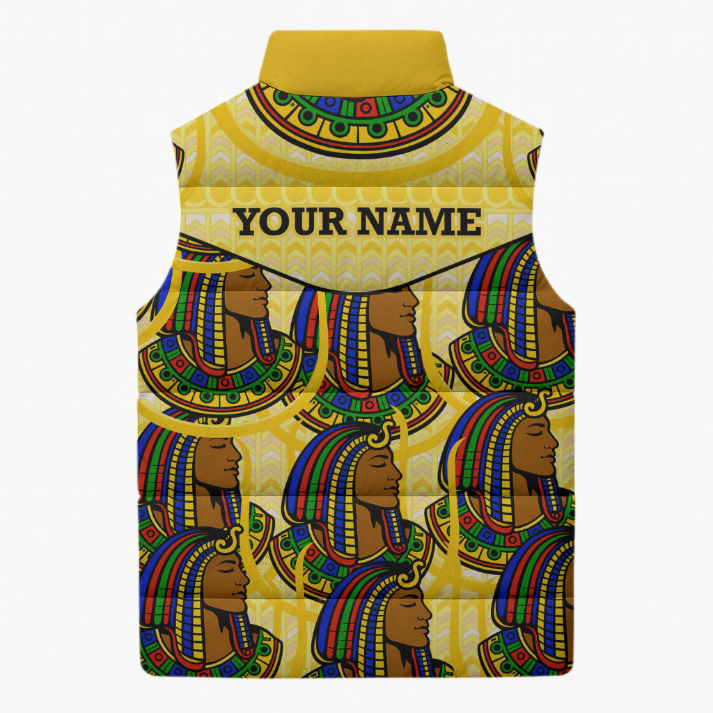 Personalized Daughters Of Isis Sleeveless Puffer Jacket Ancient Egyptian Goddess Pharaoh