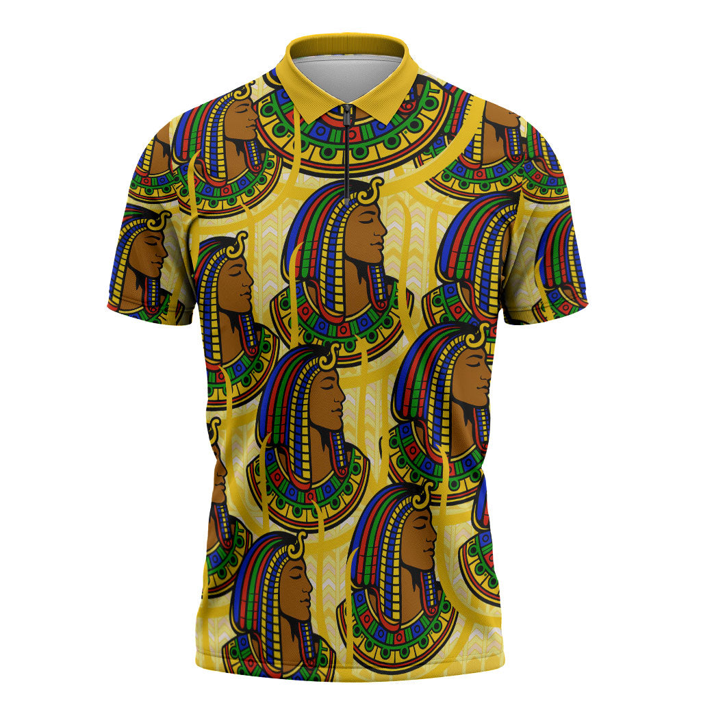 Personalized Daughters Of Isis Zipper Polo Shirt Ancient Egyptian Goddess Pharaoh