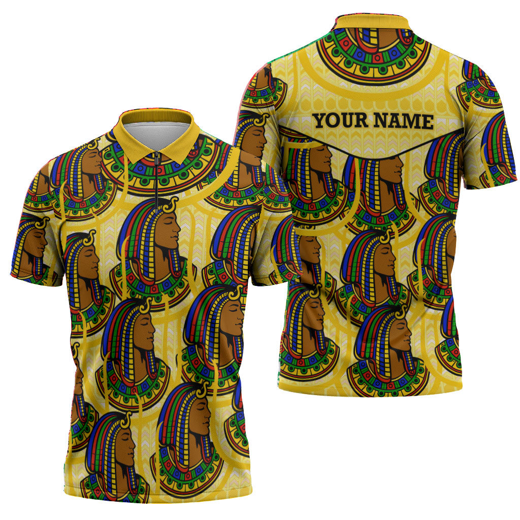 Personalized Daughters Of Isis Zipper Polo Shirt Ancient Egyptian Goddess Pharaoh