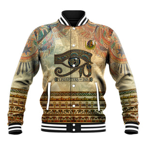 Daughters Of Isis Baseball Jacket Eye Of Horus Ancient Egyptian Goddess - Vintage Parchment Art