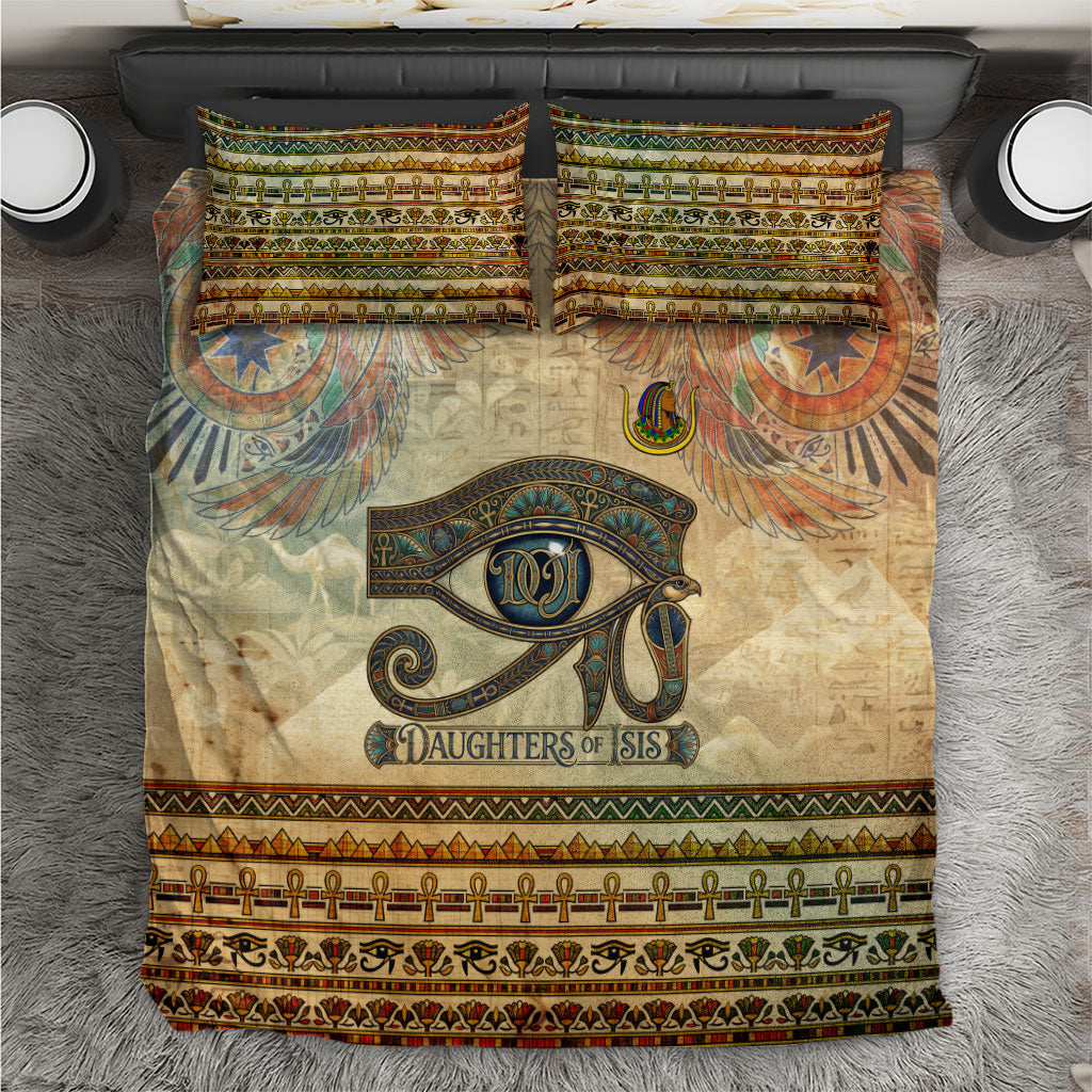 Daughters Of Isis Bedding Set Eye Of Horus Ancient Egyptian Goddess - Vintage Parchment Art