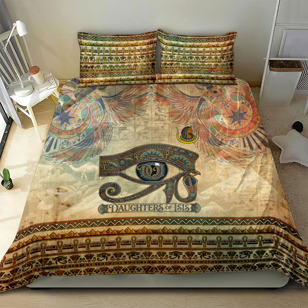 Daughters Of Isis Bedding Set Eye Of Horus Ancient Egyptian Goddess - Vintage Parchment Art