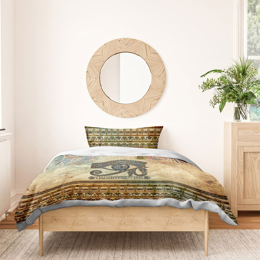 Daughters Of Isis Bedding Set Eye Of Horus Ancient Egyptian Goddess - Vintage Parchment Art