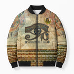 Daughters Of Isis Bomber Puffer Jacket Eye Of Horus Ancient Egyptian Goddess - Vintage Parchment Art