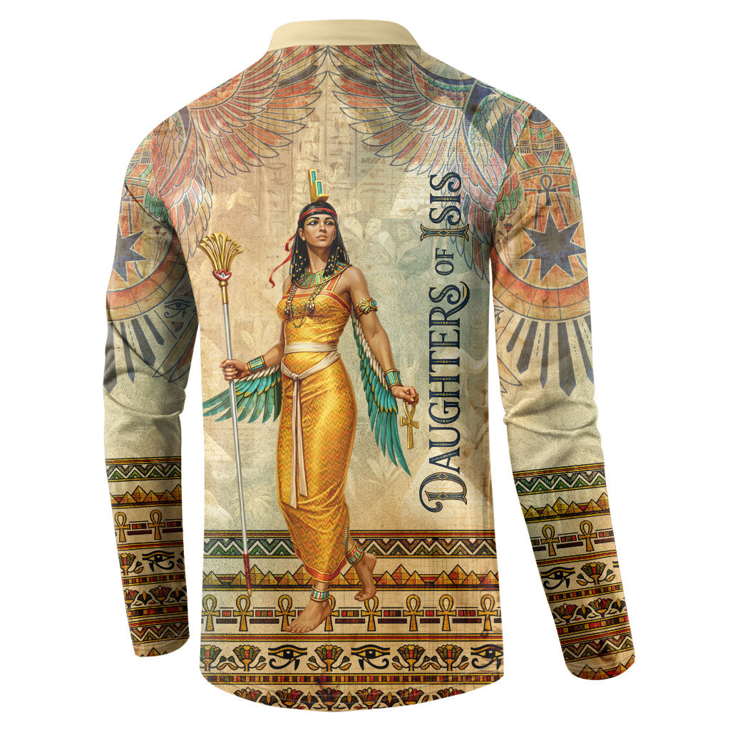 Daughters Of Isis Button Sweatshirt Eye Of Horus Ancient Egyptian Goddess - Vintage Parchment Art