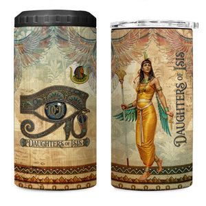 Daughters Of Isis 4 in 1 Can Cooler Tumbler Eye Of Horus Ancient Egyptian Goddess - Vintage Parchment Art