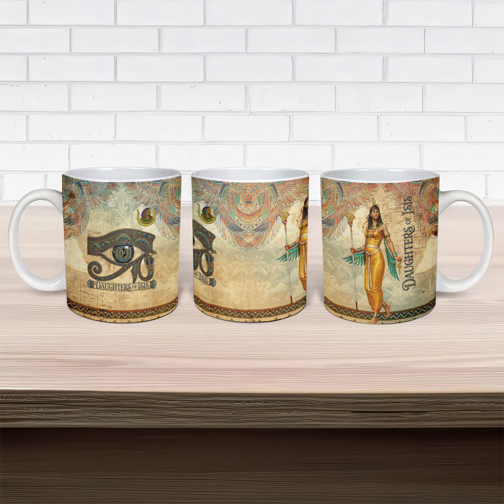 Daughters Of Isis Ceramic Mug Eye Of Horus Ancient Egyptian Goddess - Vintage Parchment Art