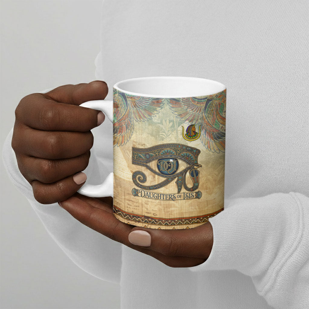 Daughters Of Isis Ceramic Mug Eye Of Horus Ancient Egyptian Goddess - Vintage Parchment Art