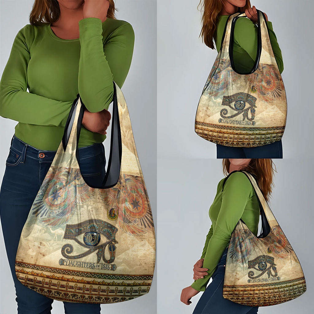 Daughters Of Isis Grocery Bag Eye Of Horus Ancient Egyptian Goddess - Vintage Parchment Art