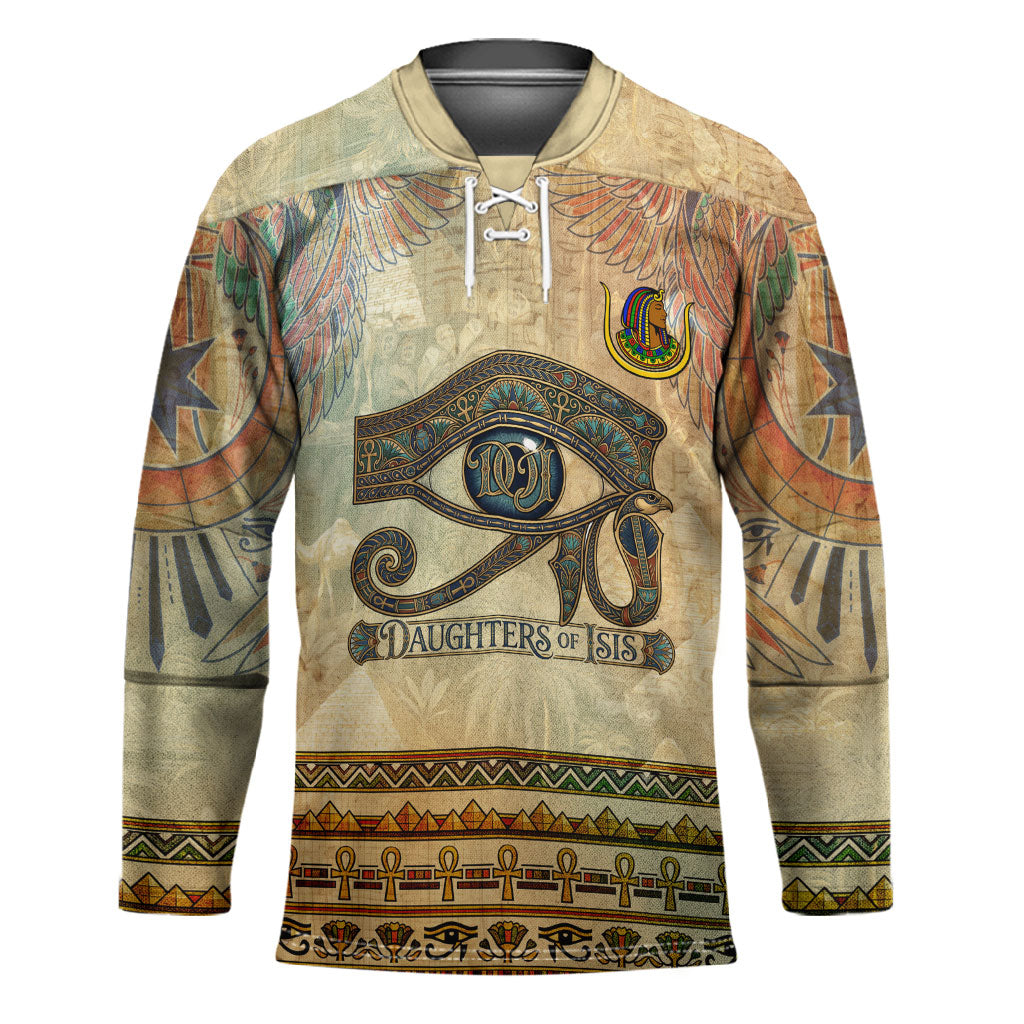 Daughters Of Isis Hockey Jersey Eye Of Horus Ancient Egyptian Goddess - Vintage Parchment Art