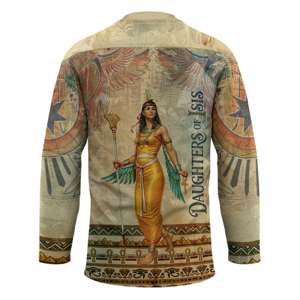 Daughters Of Isis Hockey Jersey Eye Of Horus Ancient Egyptian Goddess - Vintage Parchment Art