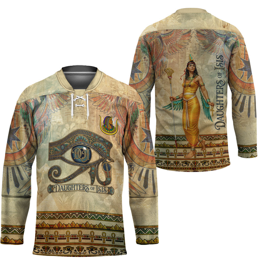 Daughters Of Isis Hockey Jersey Eye Of Horus Ancient Egyptian Goddess - Vintage Parchment Art