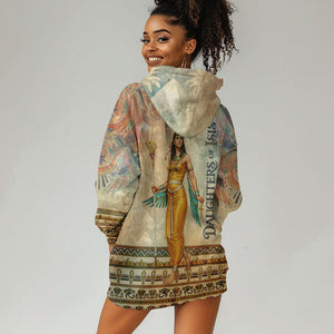 Daughters Of Isis Hoodie Dress Eye Of Horus Ancient Egyptian Goddess - Vintage Parchment Art