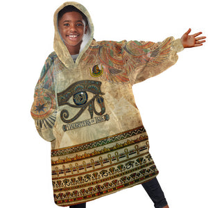 Daughters Of Isis Kid Wearable Blanket Hoodie Eye Of Horus Ancient Egyptian Goddess - Vintage Parchment Art