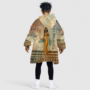 Daughters Of Isis Kid Wearable Blanket Hoodie Eye Of Horus Ancient Egyptian Goddess - Vintage Parchment Art